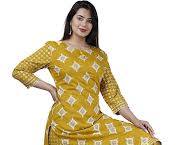 KHUSHI Women's Rayon Regular Kurti (Yellow)