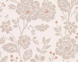 Image of Floral tan brown wallpaper