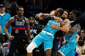 Jalen Duren and Moussa Diabate spark massive brawl, leading to multiple ejections in Pistons' win over Hornets