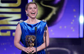 Jessie Buckley Wears Her Lucky Color to the BAFTAs (and Wins Big!)