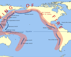 Image of map highlighting the Pacific Ring of Fire and Vanuatu's location