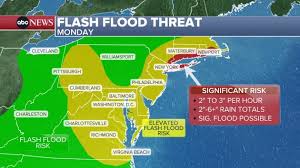 60 million people bracing for flash flooding from Ohio to Massachusetts and Virginia