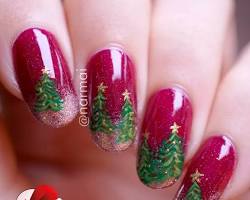 Christmas Trees Nail Art Design