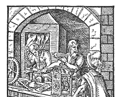 Image of Elizabethan clockmaker working on a clock