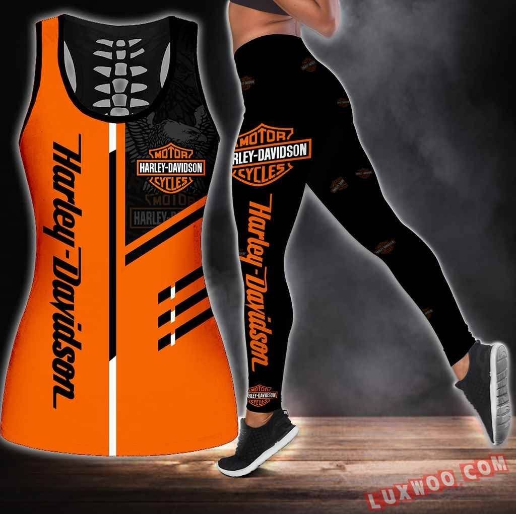 Combo Harley Davidson Hollow Tanktop Legging Set Outfit S1256