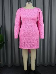 Amazon.com: AOMEI Women's Pink Long Sleeve Backless Big Bow Bodycon Mini Jacquard Dress (Pink,L,Large) : Clothing, Shoes & Jewelry