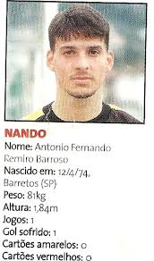 Nome – Antonio Fernando Remiro Barroso. O Popular Nando. Posição – Goleiro. De onde veio – Base. Quanto durou – 1994/2000 - nando