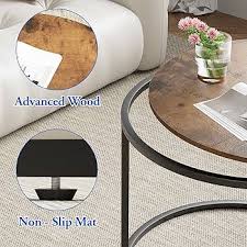 Amazon.com: aboxoo Coffee Table Nesting Round Table Set of 2 Side Table with Sturdy Metal Frame for Living Room Bedroom Apartment Modern Industrial Simple Nightstand,Rustic Brown : Home & Kitchen