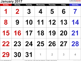 Image result for 2017 calendar january