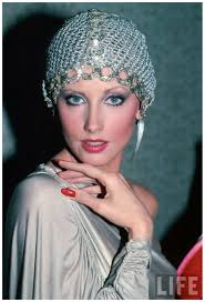 Actress Morgan Fairchild wearing mesh hat 1982 David Mcgough - actress-morgan-fairchild-wearing-mesh-hat-1982-david-mcgough