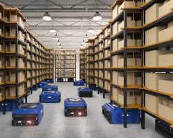 Gambar Robot Mobile in a warehouse