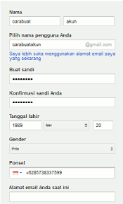 Hasil gambar untuk tampilan pendaftaran facebook dan cara mengisi kolom