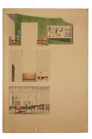 Furniture for the Senses - Finn Juhl 100. A watercolour showing Finn Huhl&#39;s furniture in an interior design project (Photo: Pernille Klemp) - Furniture-for-the-Senses-Finn-Juhl-100-Watercolour