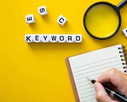 magnifying glass over a list of keywords resmi