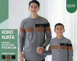 Gambar Baju Koko Kombinasi Material Katun dan Linen