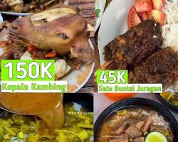 Gambar Warung makan sederhana di Kalibata yang ramai dikunjungi orang, dengan menu utama kepala kambing