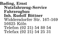 Firma Bading, Ernst, Inhaber Rudolf Böttner in Köln - Branche(n ...