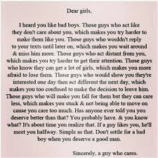 Bad boys vs. Good men - good message for teenage girls &amp; even ... via Relatably.com