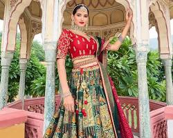 Image of Royal red lehenga with sustainable touch