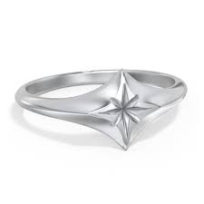 Sterling Silver Women's North Star Signet Ring | Jewlr