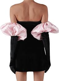 Women's Sexy Bodycon Mini Dress Long Puff Sleeve Velvet Tube Dress Off Shoulder E-Girl Party Club Streetwear Dress (S, Black) at Amazon Women's Clothing store - Product from Amazon.com