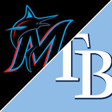 Tampa Bay Rays celebrating victory against the Miami Marlins