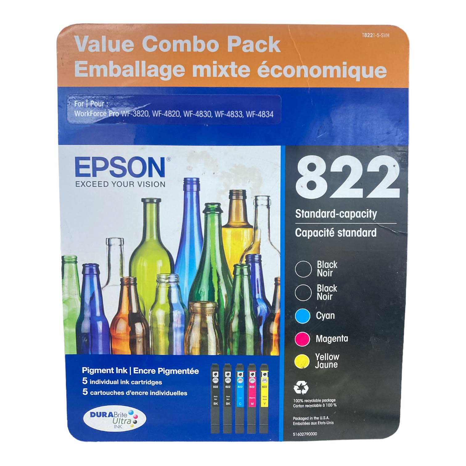 Epson T822 DURABrite Ultra Standard Capacity Ink Cartridge Pack