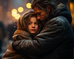 Image of Homeless family huddled together