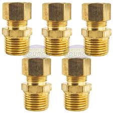 5 Pack 1/2" x 1/2" Male NPT Connector Brass Compression ...