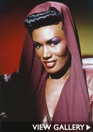 Grace Jones&#39; influence is everywhere right now, from Rihanna&#39;s sharp-shouldered, androgynous silhouettes to Lady Gaga&#39;s vivid, punky-alien makeup. - grace-jones-make-up-300x425