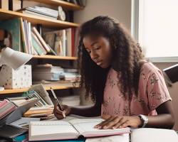 Image of student intently studying