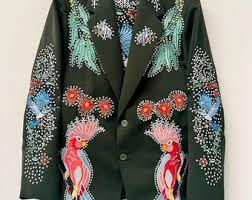 Men Customized Black Cotton Multi Colored Embroidered Jungle Monkey Suit, Western Wedding Cowboy Outfit, 2pc Country Style Country Music - Etsy - Product from Etsy