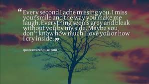 Every second I miss you - Quotes Warehouse via Relatably.com