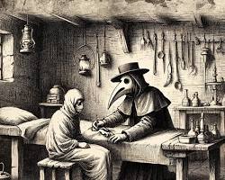 Image of Elizabethan physician treating a patient