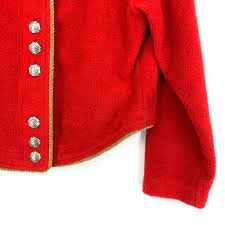 VTG County Clothing Fleece Cropped Jacket Womens Sz M Red ...