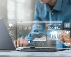 professional business development manager office team working in a corporate bank setting with digital growth charts background, AI generated