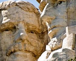 Image of Theodore Roosevelt's finished face on Mount Rushmore