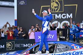 William Byron celebrates victory at Charlotte Motor Speedway