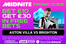 Use Midnite’s promo code to net £30 in free bets ahead of Aston Villa vs Brighton