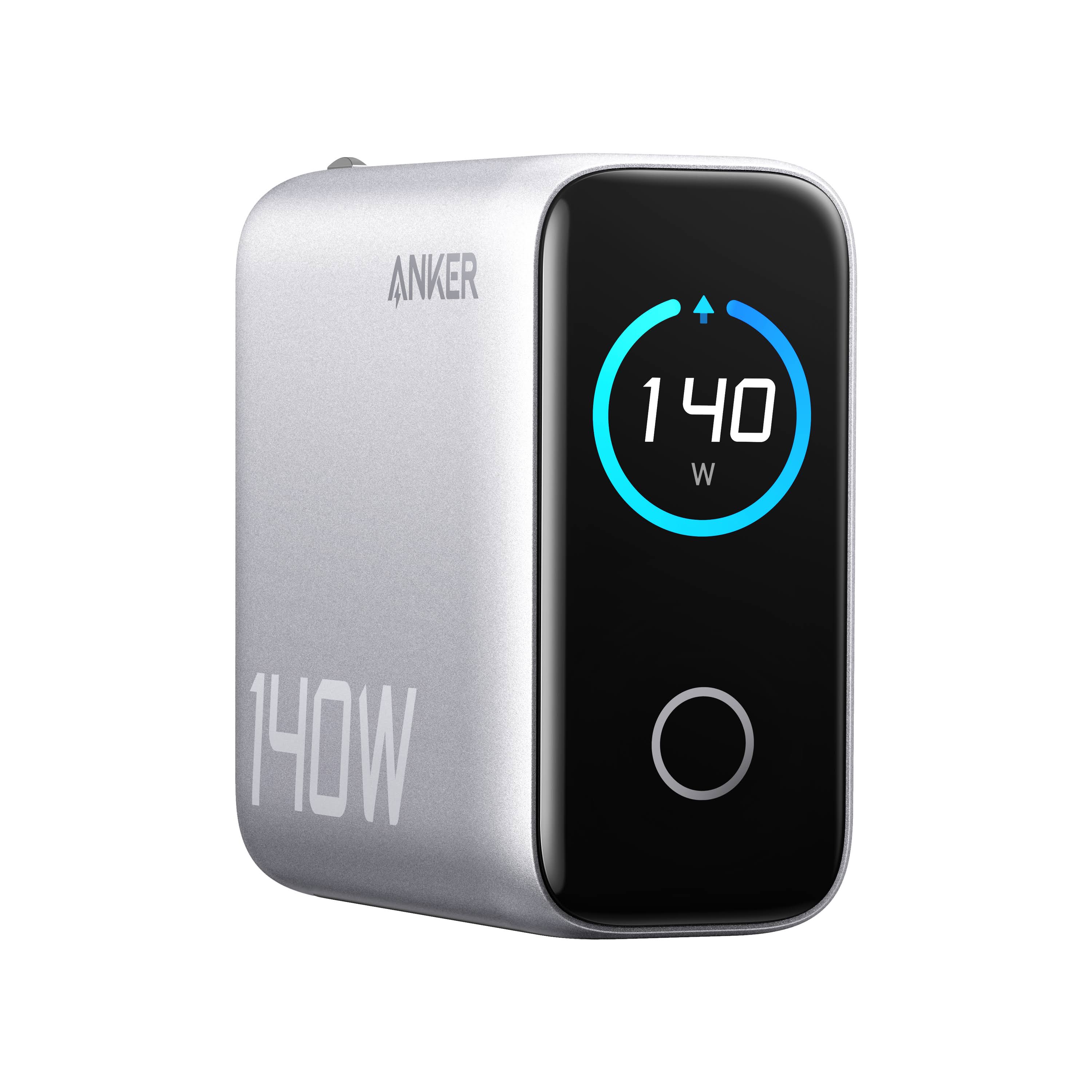 Anker 140W 4-Port USB Wall Charger with Built-In Screen