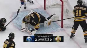 Jeremy Swayman makes a spectacular save for the Bruins