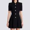 DHgate.com:Black Knitted Runway Dress with Lion Head Buttons - Short Sleeve Party Wear:Apparel - Product from DHgate