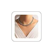 Amazon.com: Xduargs Boho Paperclip Chain Necklace Vintage Bead Paper Clip Choker Necklace Silver Seed Bead Stitching Necklace Punk Paperclip Beaded Necklace Jewelry for Women: Clothing, Shoes & Jewelry