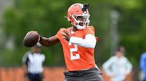 Joe Flacco and Shedeur Sanders during Browns Training Camp