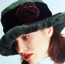 Susan Bradford. Fancy Flower Sheepskin Hat. Available in all Icelandic colors. Shown here in Forest Green which is no longer available. - FancyFlower