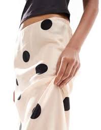ASOS DESIGN low rise satin maxi skirt in polka dot | ASOS