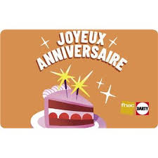 E-carte cadeau Fnac Darty Anniversaire 50€