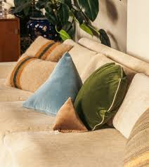 Coussin rond velours vert olive - Bomboloni