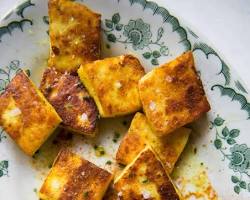 Pan fried paneer cubes