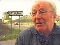 Derek Worley, a Rougham parish councillor at the crossing - _39004635_roughamparish203